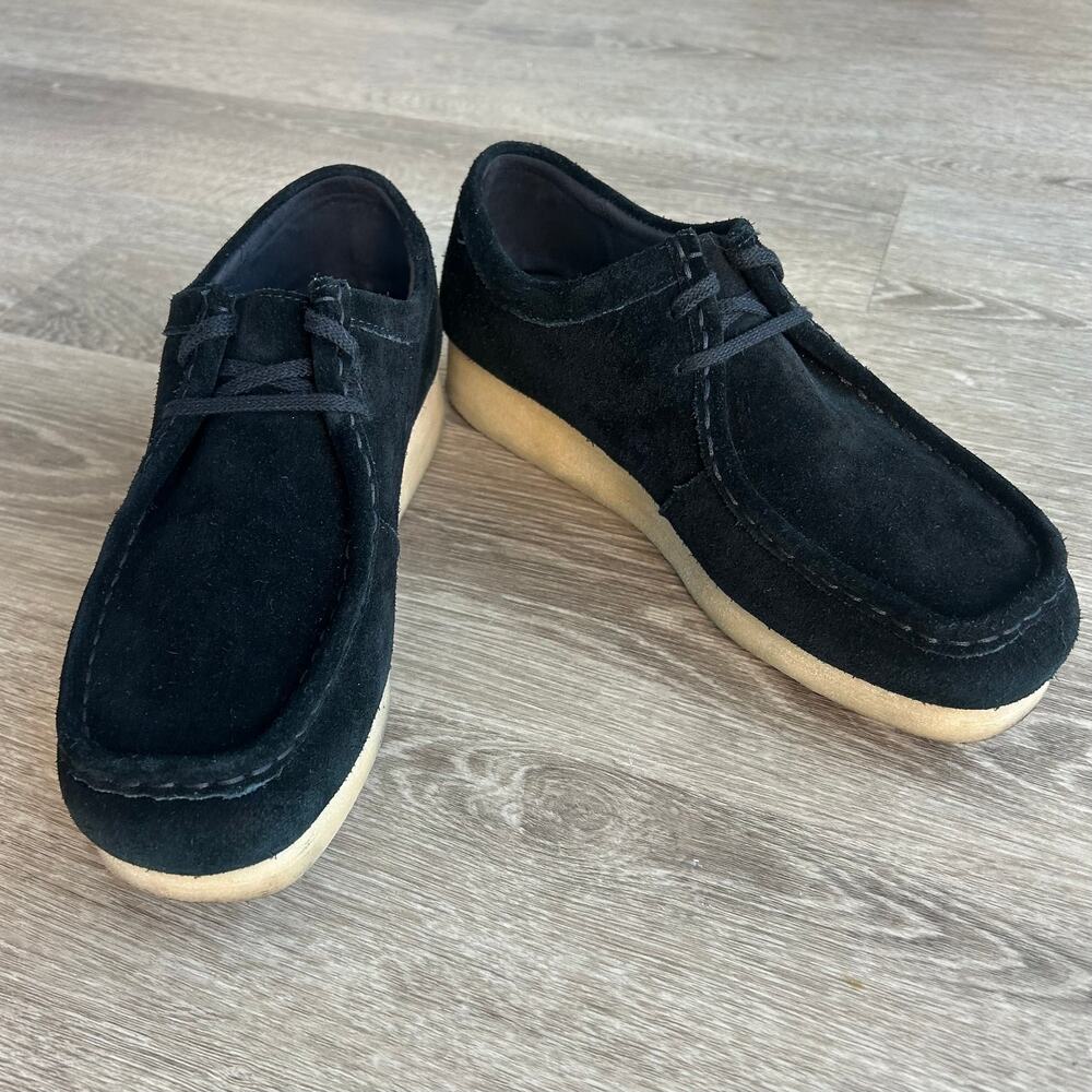 Clarks Originals Padmora‎ Black Suede Square Toe Lace Up Oxford